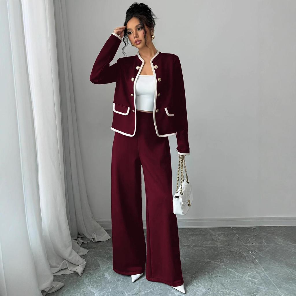 Chic Red Slimming Women's Suit: French-Korean Style