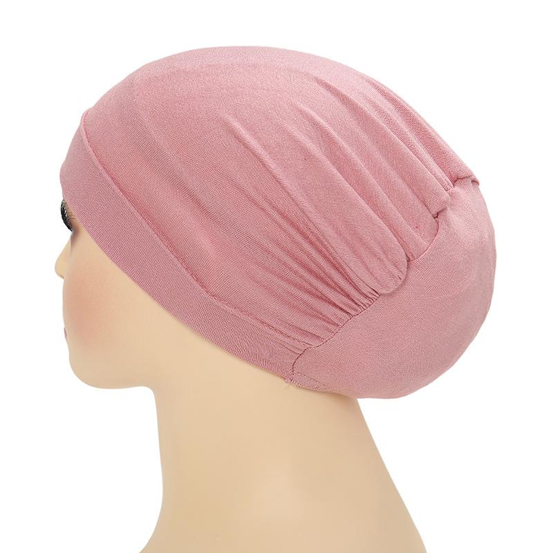 2024 New Soft Elastic Muslim Fashion Hijab Undercaps Women's Headscarf Hat Chemo Hats Hair Care Solid Color Turban Bonnet