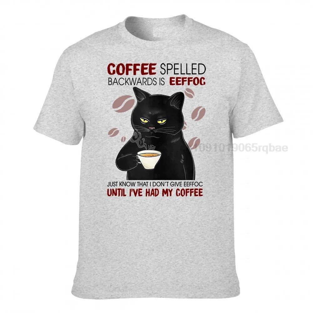 Funny Premium Premium Cotton Black Cat Coffee Spelled Backwards Is Eeffoc Funny Cat Coffee Lover Unisex Top T Shirt Vintage Tee