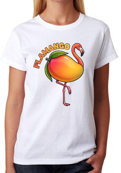 Flamango Flamingo Mango Pun Ladies T-Shirt Cute Summer Tee XL