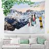White Winter Snow Wall Tapestry, Colorful Three Wall Hanging Large Tapestry Decoration Polyester Fiber White Hem Around for Dorm