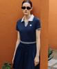 Over Golf Summer Essential Collared Ribbed Top (Navy)