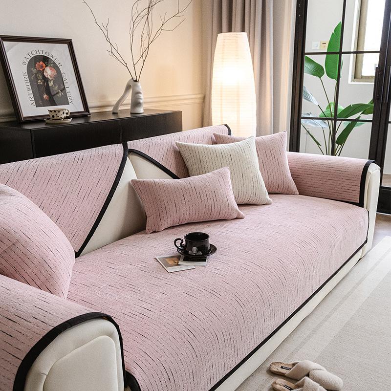 New Chenille Sofa Mat Simple Breathable Couch Towel All Season Universal Solid Color Comfortable Anti Slip Couch Seat Cushion