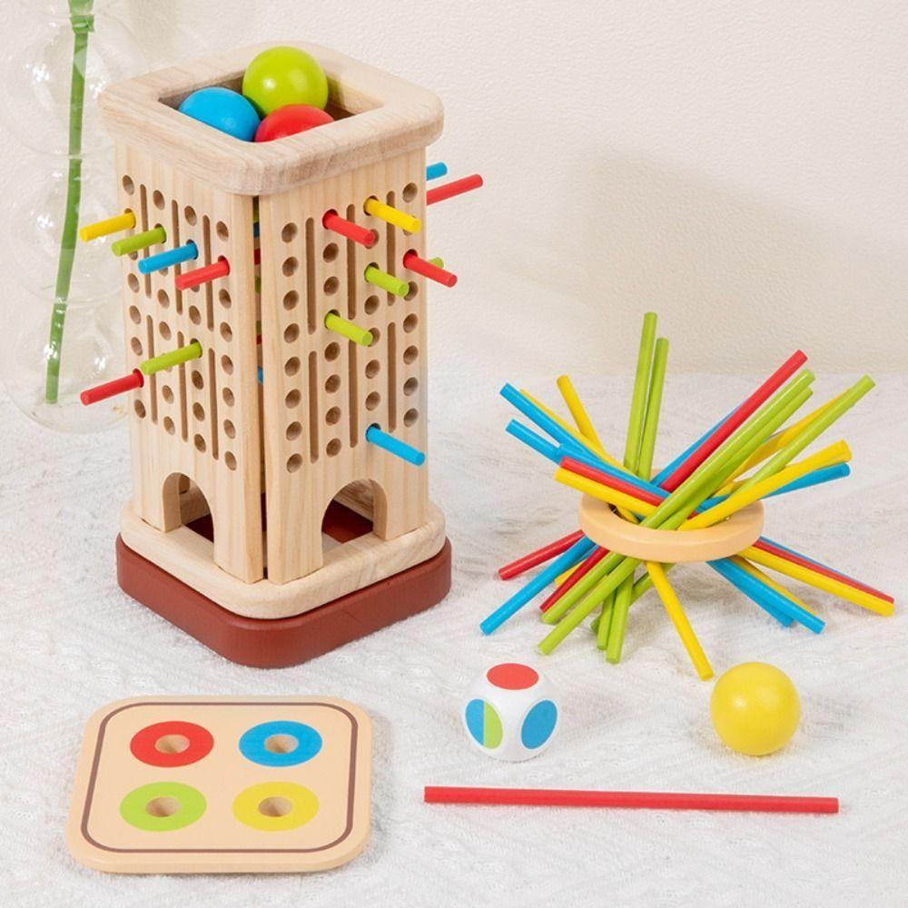 Fun Wooden Stick Board Game Colorful Sticks Wooden Stick Tower Toy Set  Boys/Girls