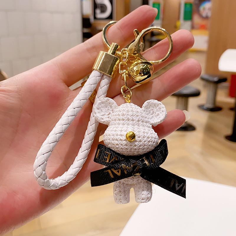 Creative Bear Keychain Cute Bear Keychain Jewelry Resin Trinket Kids Girls Gift Women Bag Charms Phone Doll Pendant Car Keyring