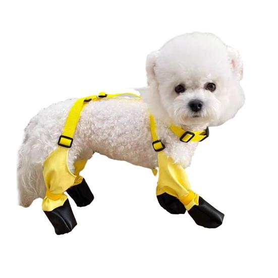Dog Suspender Boots Connected Dog Rain Shoes Waterproof Doggy Booties Adjustable Dog Paw Protectors