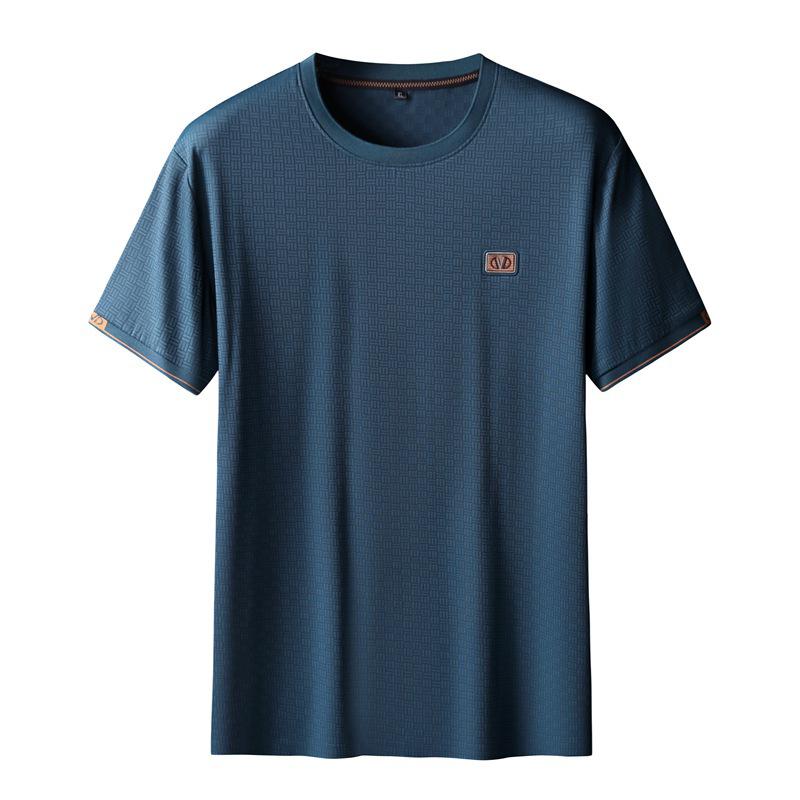 Men's Plus Size Ice Silk Short Sleeve Round Neck T-shirt - Lightweight Summer Casual Loose Fit