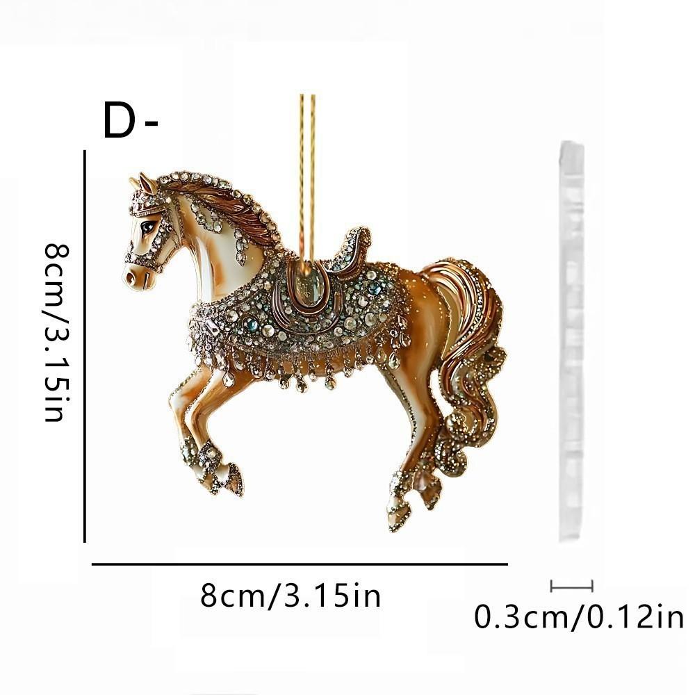 Car Decoration Acrylic Car Pendant With Gold Horse Design For Car Interior Enhancement Style C