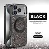 Magnetic Metal Bracket Shining Stand Case For iPhone 12 13 14 15 16 17 Pro Max Air Wireless Charging Luxury Metal Buttons Cover