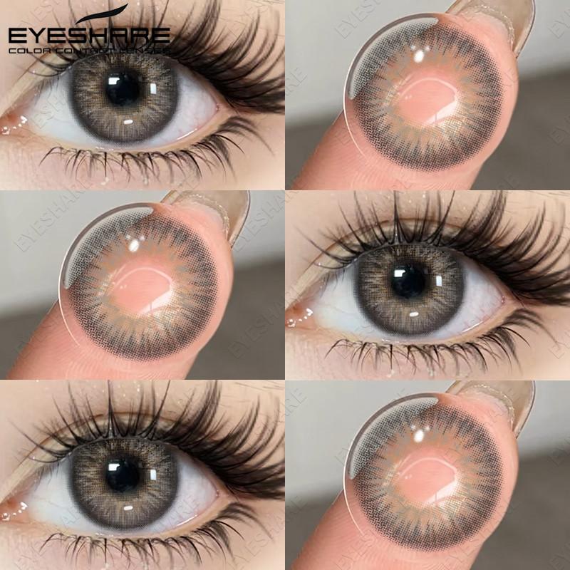 Eyeshare 1 Pair Colored Contact Lenses Brown Eye Contacts Gray Pupils Doll Eye Lenses Makeup Cosmetics Year Use