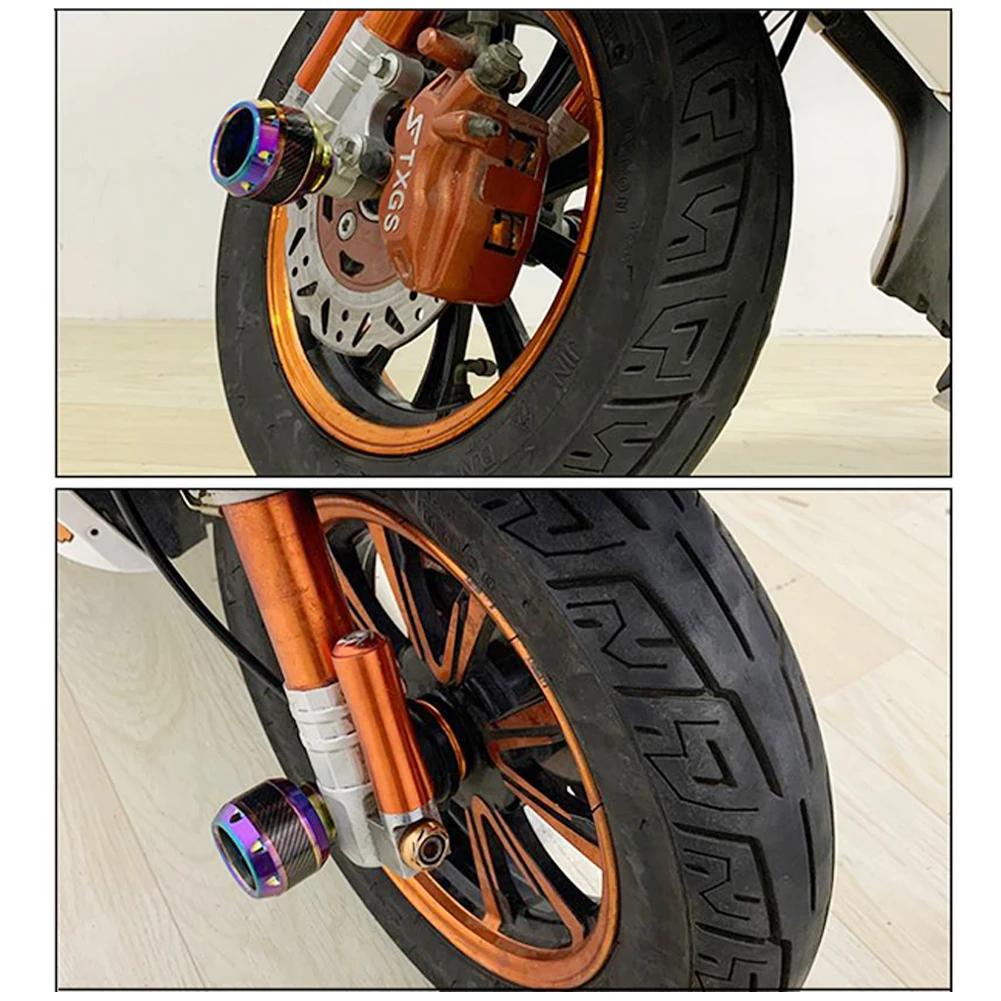2 pezzi in titanio bruciato per telaio di motocicletta, forcella anteriore in alluminio, protezione anti-schiacciamento in fibra di carbonio per moto e scooter