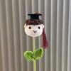 Soft Yarn Crochet Boy/Girl/Dog Flower Bouquet with Graduation Hat Academic Achievement Gift for Students and Teachers