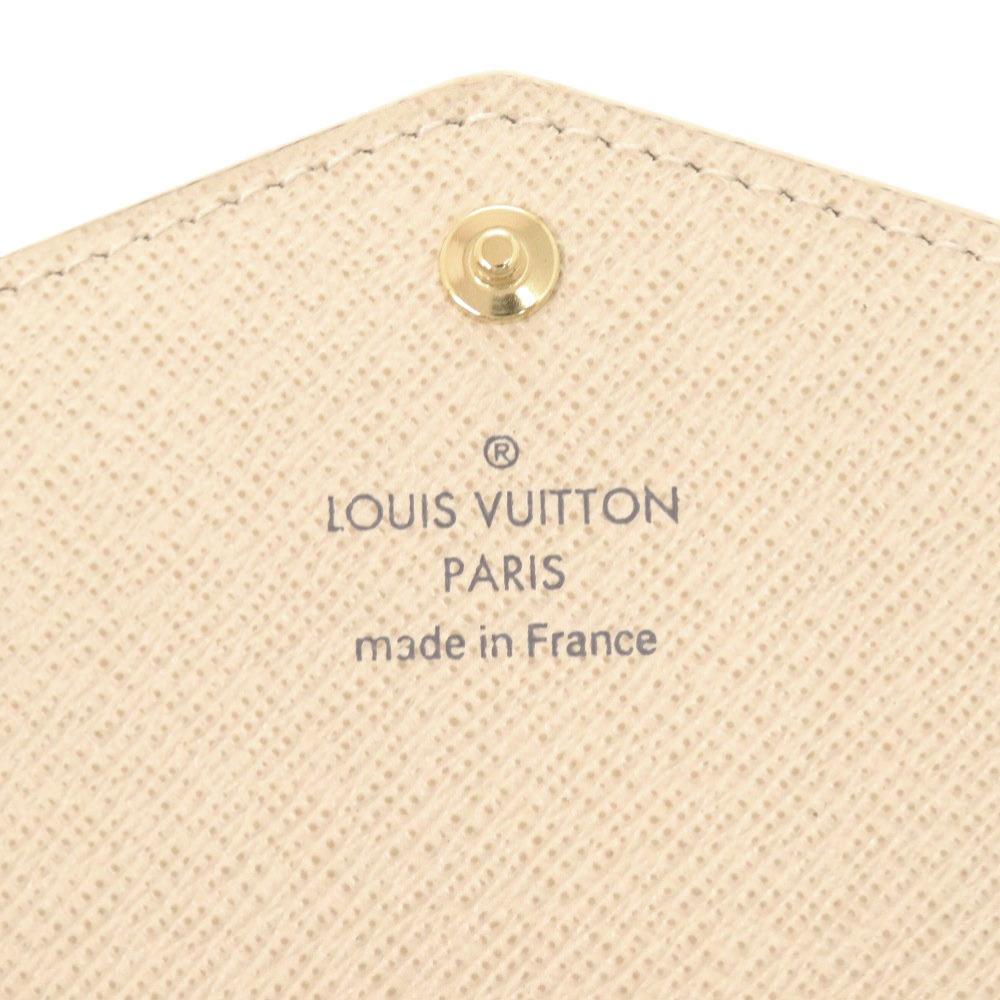 Used AUTHENTIC LOUIS VUITTON N63208 Damier Azur Porte feuille Sarah long wallet White