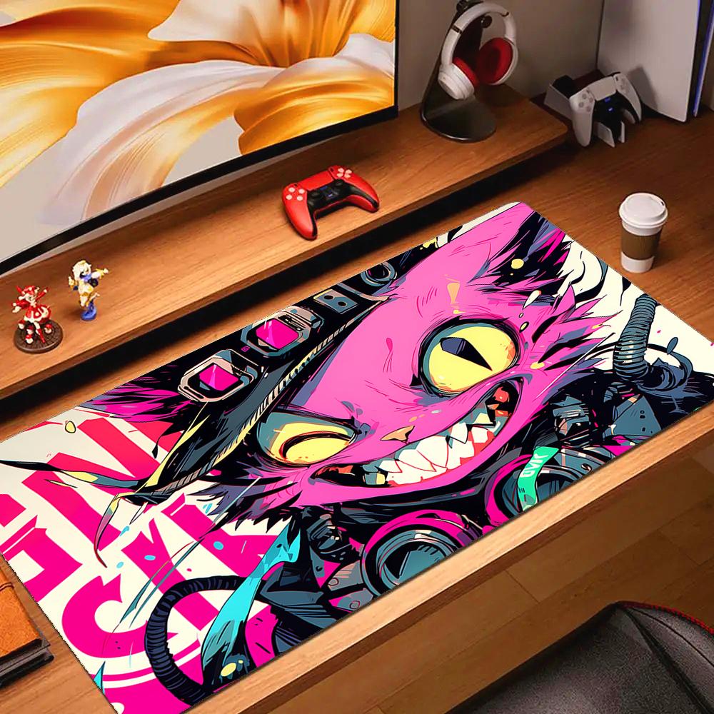 Gaming Mouse Pad Kawaii Punk Cat Large Gamer Mousepad Computer Desk Mat Mouse Mat Big Rubber Keyboard Pads Gaming Mats xcm