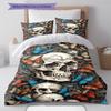 Snake and Skull Pattern Bedding Quilt Set Quilt Cover Pillowcase Home Decoration Gift (1 * Duvet Cover + 2 * Pillowcase, Without Core)