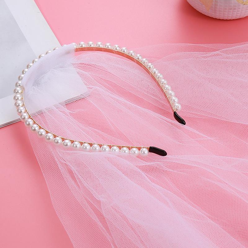 European Bridal Pearl Headband & Veil Set: Elegant Wedding & Bachelorette Headdress
