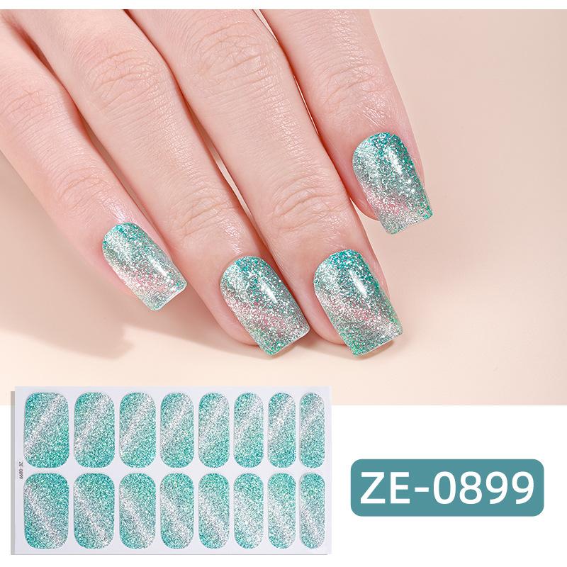 16Tips Cat Eye Nail Stickers, UV Semi-Cured Gel Nail Polish Strips Self-Adhesive Magnetic Cat Eye Effect Nail Art Wraps with Nail File