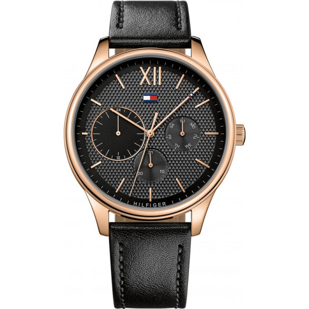 Tommy Hilfiger Damon Black Dial Black Leather Men s Quartz Watch 1791419 чёрный
