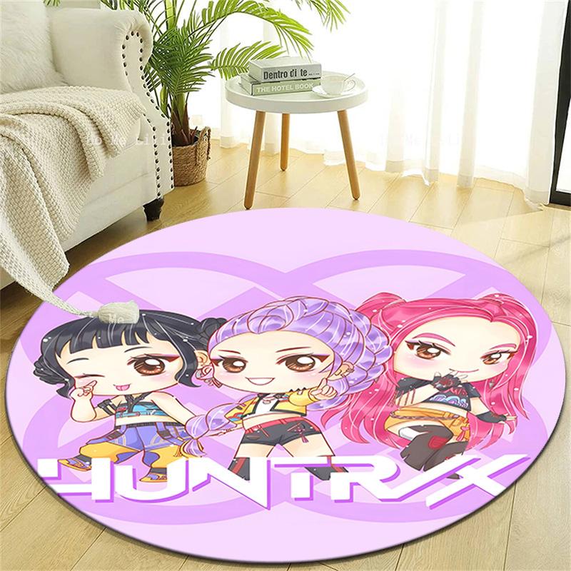 1pc KPop Demon Hunters3 Design Printed Area Round Carpet for Bedroom Living Room Home Decor Rugs Mat Non Slip Mat Rug for Bedside