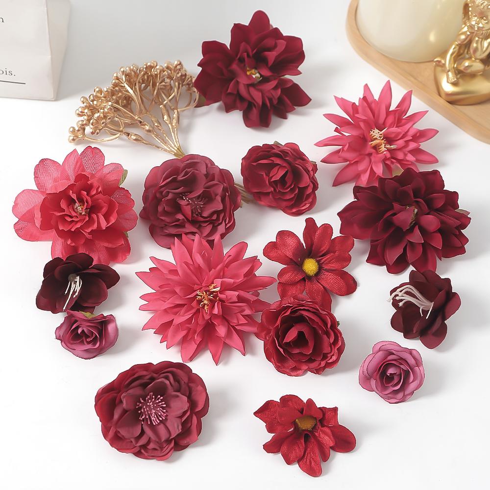 

16/17/18/19Pcs Mix Artificial Rose Flower Heads Silk Home Room Table Decor Gift Garden Valentine s day Decor Wedding Decoration