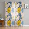 Floral Watercolor Wildflowers In Vintage Style Tulle Curtains for Living Room Bedroom Chiffon Sheer Voile Kitchen Curtain