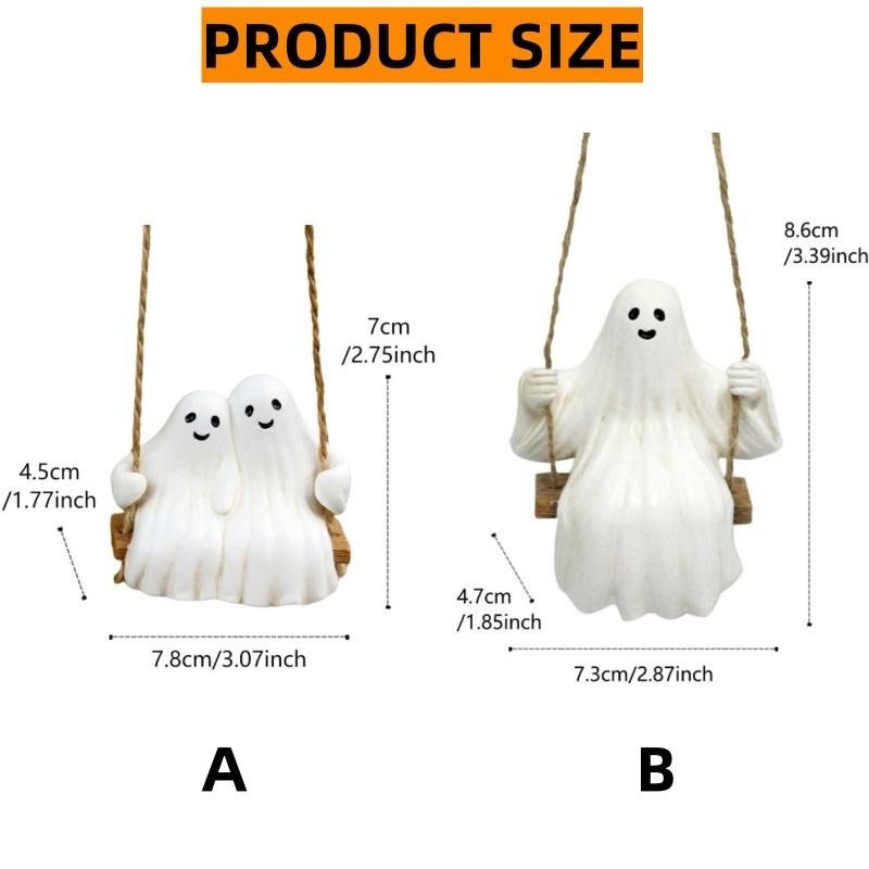 Halloween Decor Swing Ghost Figurines Resin Statues Sculptures Hanging Ornaments