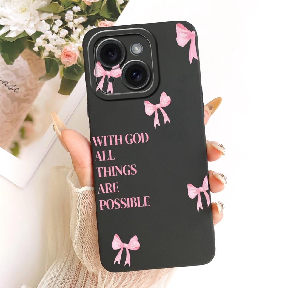 Daisy Bow Pattern Butterfly Flower Cherry Back Cover For iPhone 14 Pro Max Phone Case Soft Silicone Casing On iPhone14 14Plus