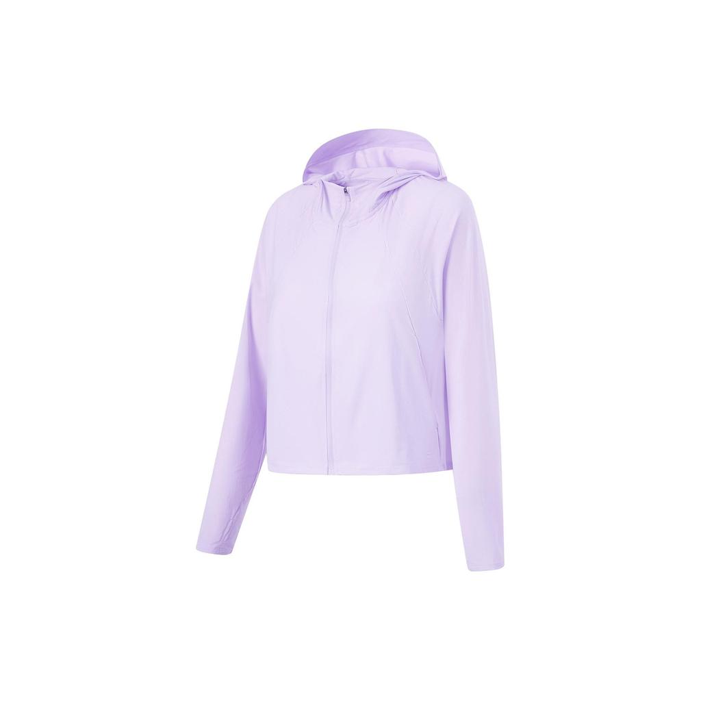 Li Ning Fitness Series UV Protection Lightweight Breathable Solid Color Loose Hoodie Women Hoodies Lilac AWDU476-9