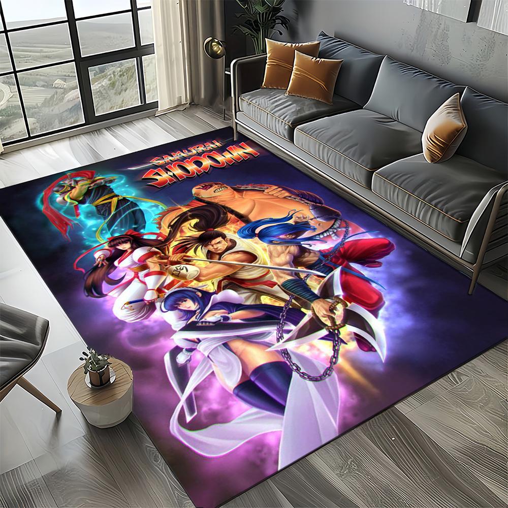Retro Game Samurai Spirits Shodown Haohmaru Cartoon Carpet Rug for Living Room Bedroom Home Sofa Decoration,Non-slip Floor Mat