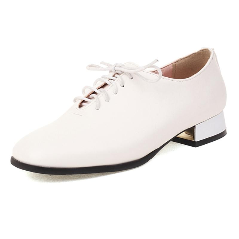 Elegant Women s Low Heels Loafer Shoes New 2026 Spring Lace-up Black White Blue Footwear Office Oxfords Shoes Female Big Size 34 белый 4430₽