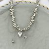 SHIXIN Trendy Irregular CCB Beads Short Choker Necklace for Women Punk Love Heart Pendant Necklace Daily Jewelry Neck Accessory