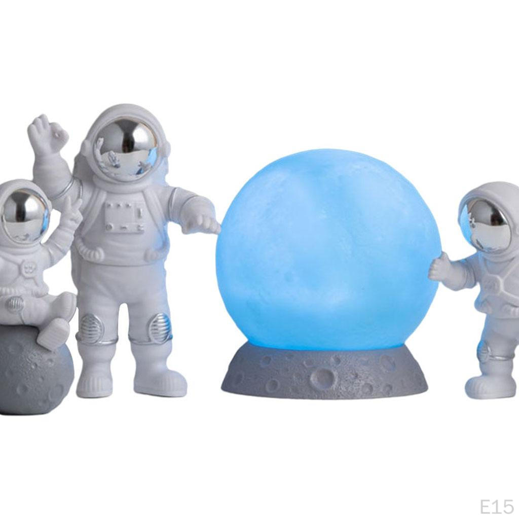 4 Pcs Cute Astronaut Statue PVC Ornament Fireplace Figurine Decoration Sculpture Home