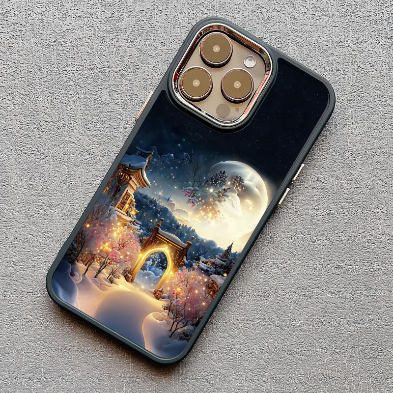 Castle Under Moonlight Luxury Silicone Phone Case For iPhone 13 12 11 Pro Max 14 8 7 Plus SE2 X XR XS 15 14 Pro Max Mobile Case