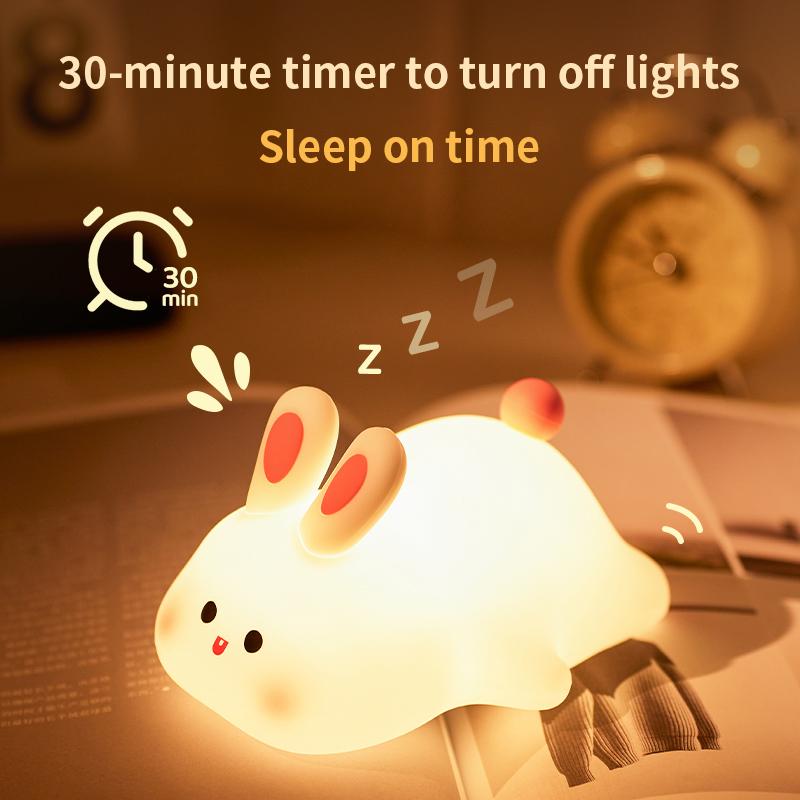 Cute Rabbit Silicone Lamp Children's Bedside Eye-protection Desk Lamp Bedroom Night Light As A Children's Gift Birthday Present