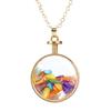 Colorful Natural Gravel Wishing Bottle Round Glass Phase Box Drift Bottle Pendant Necklace N576