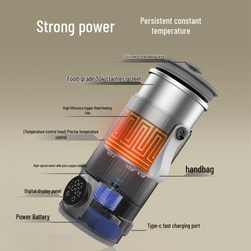 Rechargeable Wireless Magnetic Stirring Heated Cup for Coffee & Milk