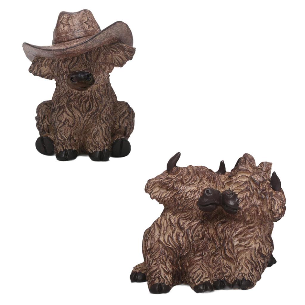 Highland Cow Statue Small Modern for Fireplace Table Centerpiece Entrance