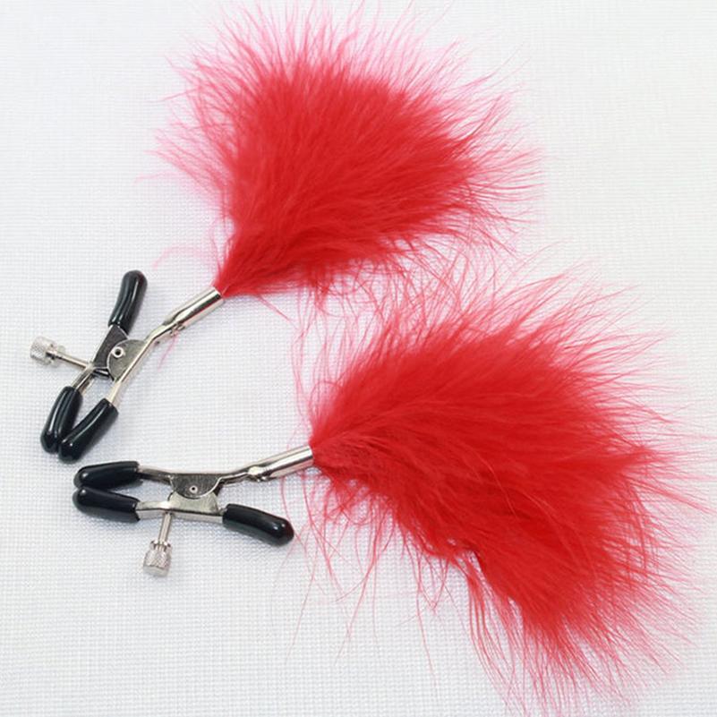 fancy Feather Nipple Clamps Tickle tease sensitive nipples with adjustable clamps cosplay game sex toys for couples