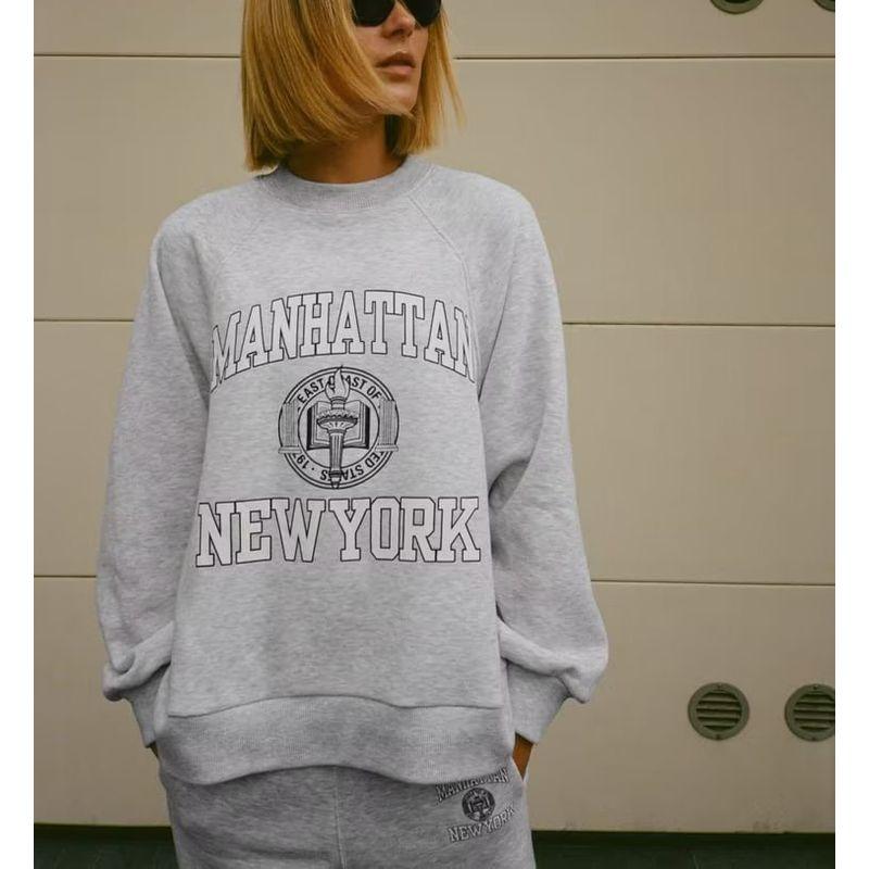 Spring New Casual Two-piece Set Women's School Team Style Hoodie 5584820 School Team Style Jogging Pants 5584821
