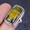 Tiger Eye Gemstone Handmade 925 Sterling Silver Jewelry Ring Size 7.5 y7G56