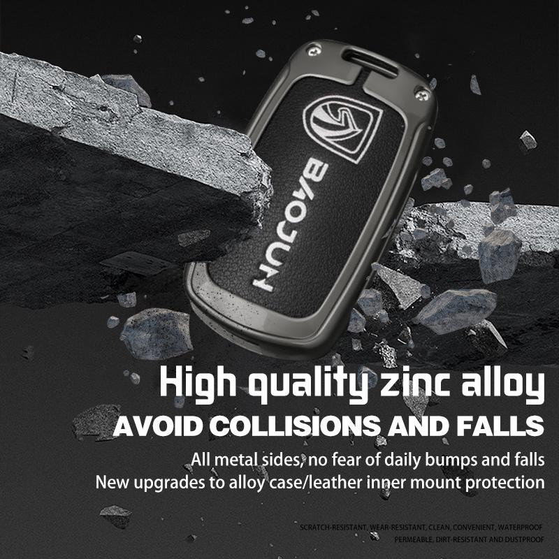 Alloy Leather Car Key Case Cover Shell For Baojun 560 Rs-5 530 630 310 E100 310W 510 730 360 Holder Fob keychain Accessories