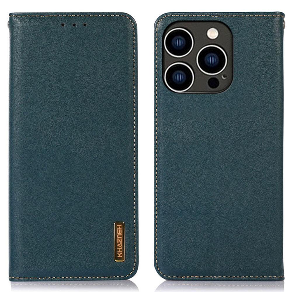 KHAZNEH For iPhone 16 Pro Max Case Genuine Cow Leather Wallet Phone Cover Nappa Texture