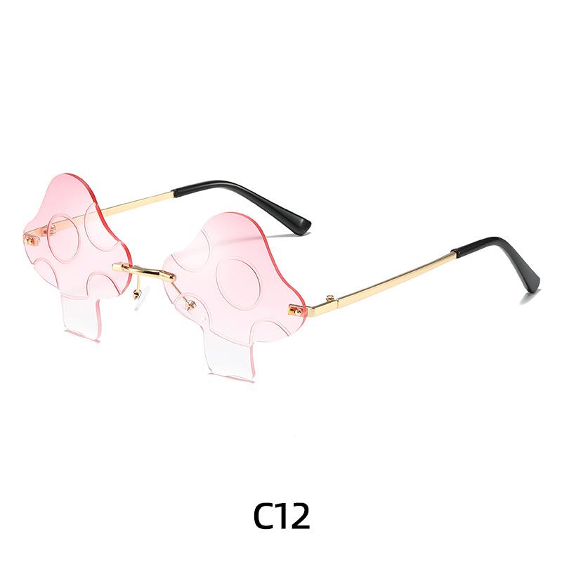 Novel Irregular Mushroom Shape Sunglasses Retro Trendy Fun Rimless Sun Glasses for Women Men Halloween Decorations Party Favor