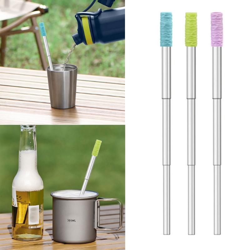Portables Foldable Straws Suit Birthday Stainless Steel Useful Milk Straws for Travel Homes Office