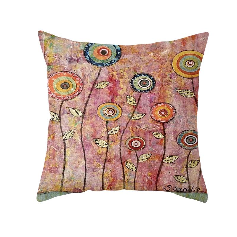 Kreative Kinderkunst-Druck Kissenbezüge, Ölgemälde Baum Cartoon-Stil Haushaltswaren, Sofakissen und Taillenkissenbezüge