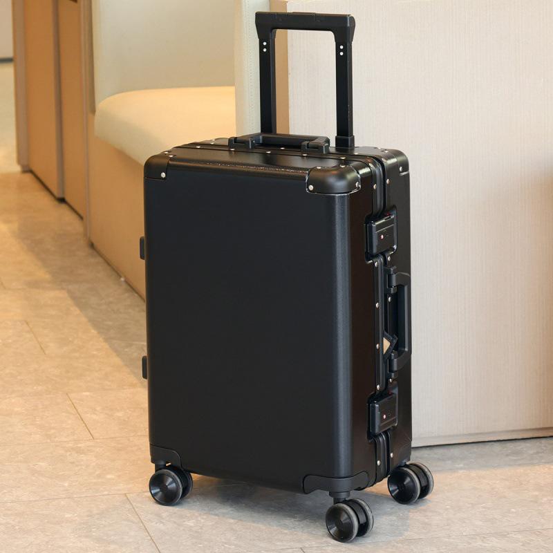 Durable Aluminum Frame Suitcase with Phone Holder & Anti-Collision Corners, Available in 20, 24, and 26 inches for Students and Adults