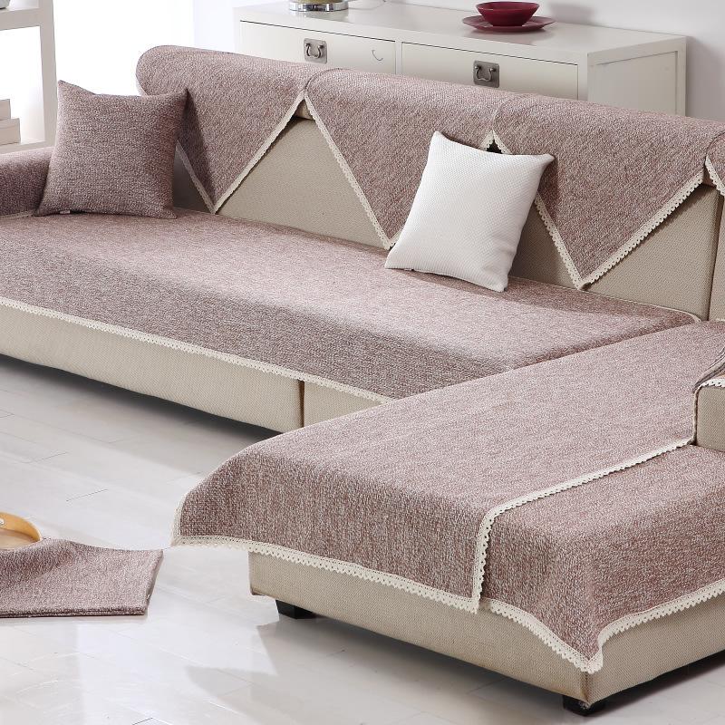 Cotton Thread Old Coarse Cloth Non-Slip Sofa Cover Simple Living Room Sofa Cover Summer Solid Color Woven Sofa Cushion