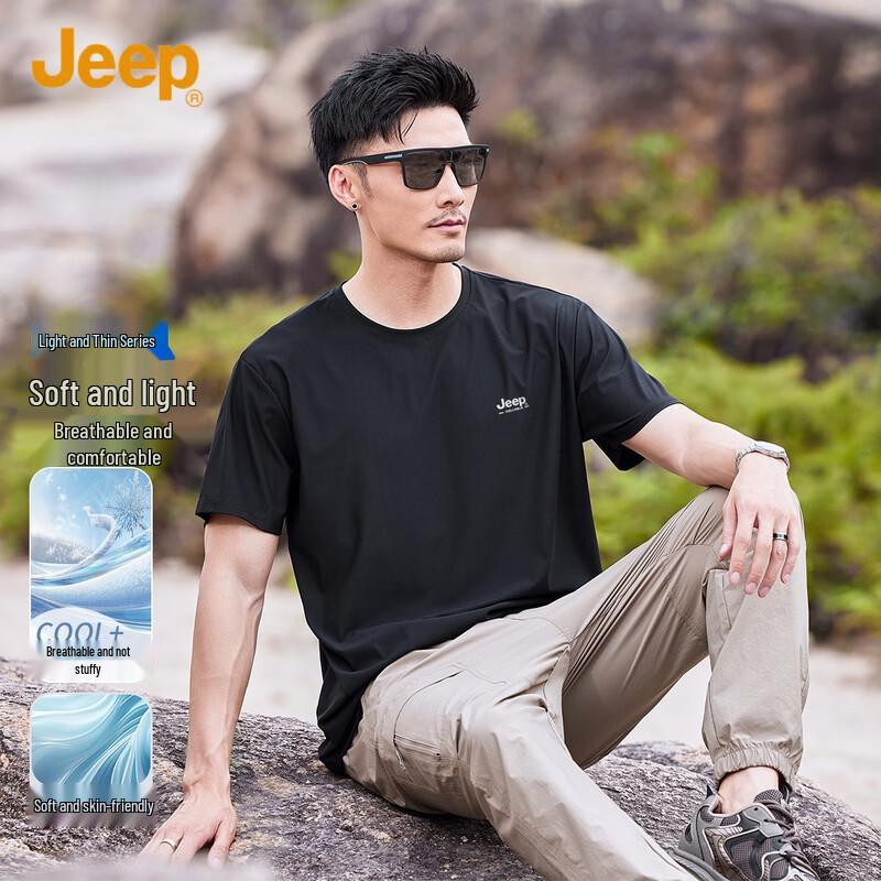 JEEP Men s Breathable Short Sleeve Crew Neck T-Shirt XL