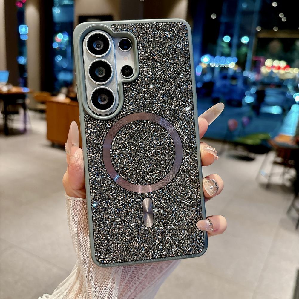 Back with Rhinestones With MagSafe Magnetic Case For Samsung S26 Ultra S26 Plus Galaxy S26 + Glitter Camera Protect Cover