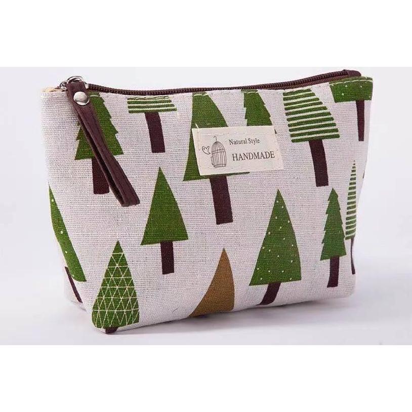 Large Capacity Canvas Wash Bag Fabric Zipper Coin Purse Convenient Travel Storage Bag